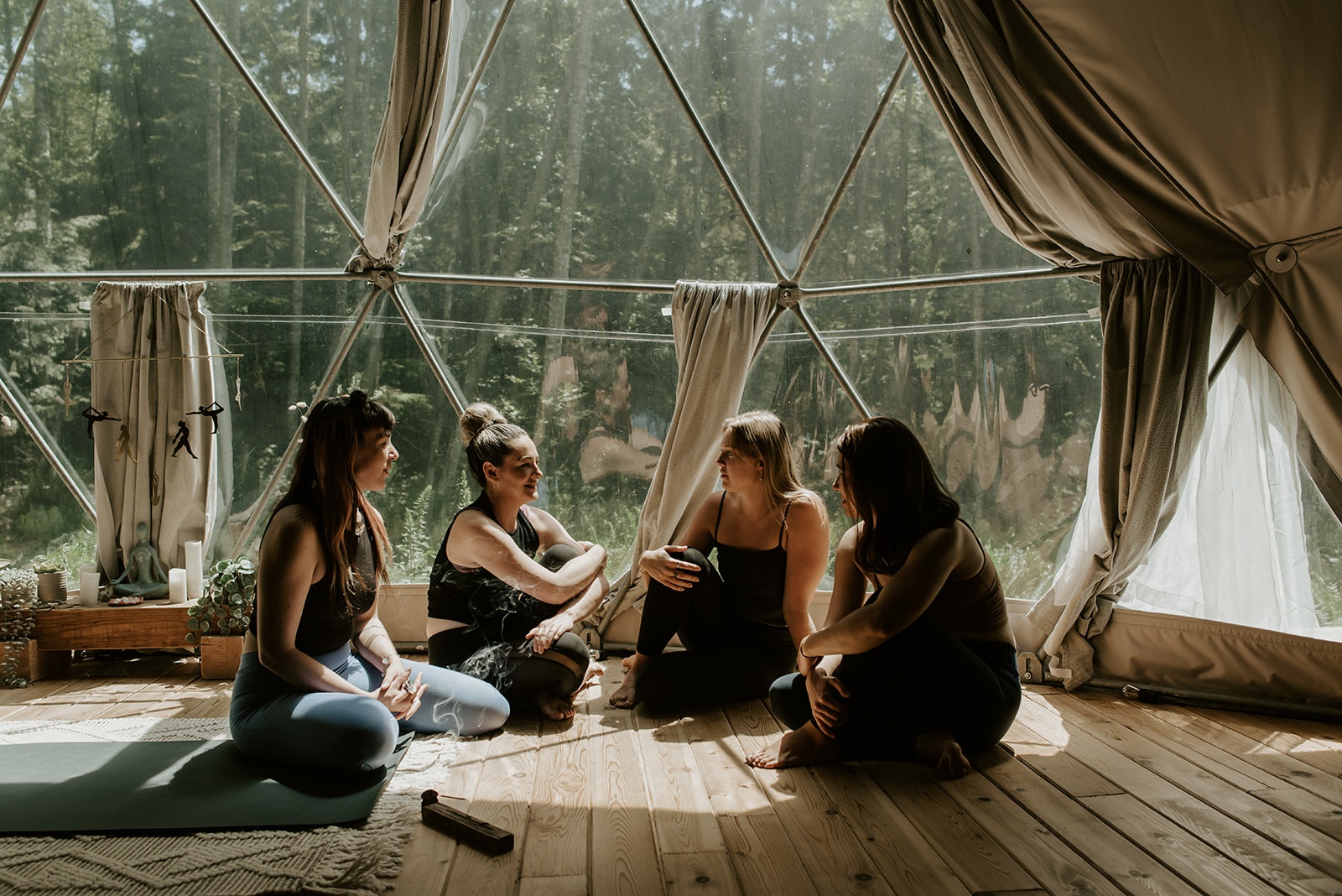 Women connecting on retreat at Bowen Island